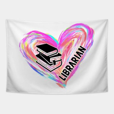 Librarian Watercolor Heart Brush Tapestry Official Librarian Merch