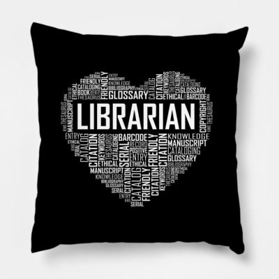 Librarian Love Heart Throw Pillow Official Librarian Merch