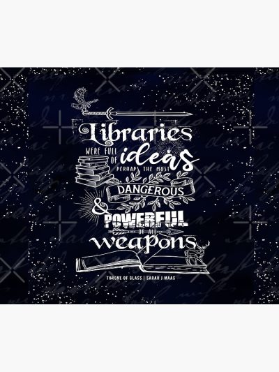 Libraries Were Full Of Ideas - Navy And White Tog Quote Tapestry Official Librarian Merch