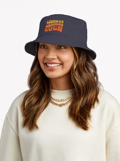 Groovy Retro Loudest Librarian Ever Funny Book Lover Bucket Hat Official Librarian Merch