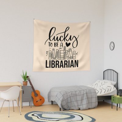 Lucky To Be A Librarian Tapestry Official Librarian Merch