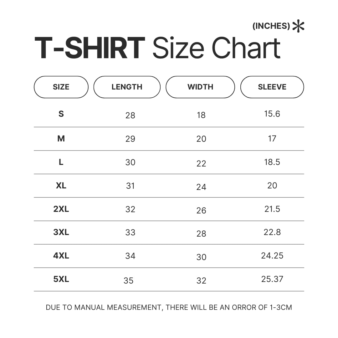 T shirt Size Chart - Librarian Gifts